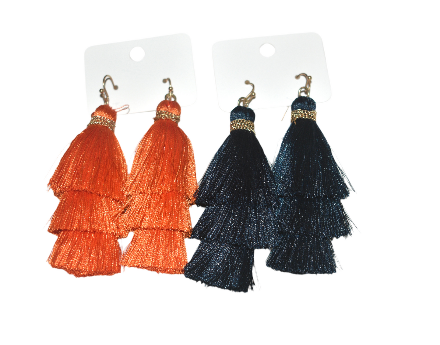 Navy Tassle Earrings
