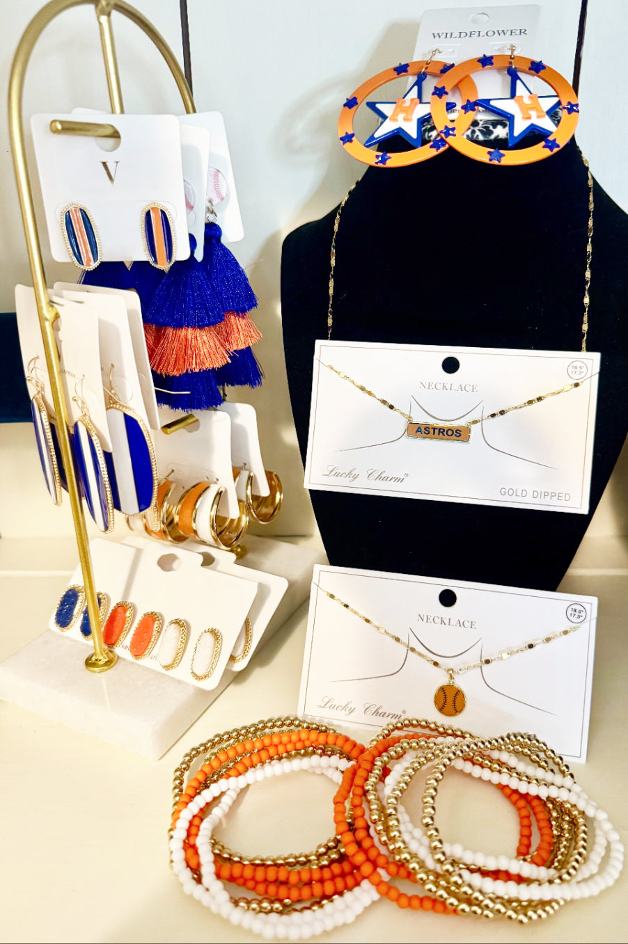 Orange and White Hoop Earrings