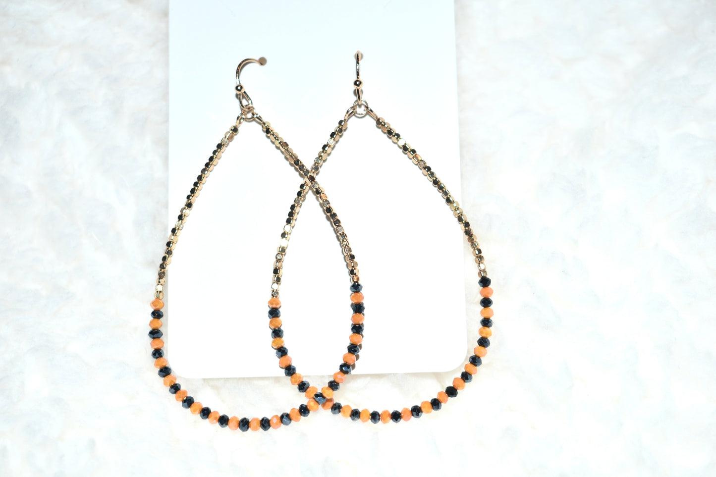 Blue, Gold & Orange Beaded Drop Earrings