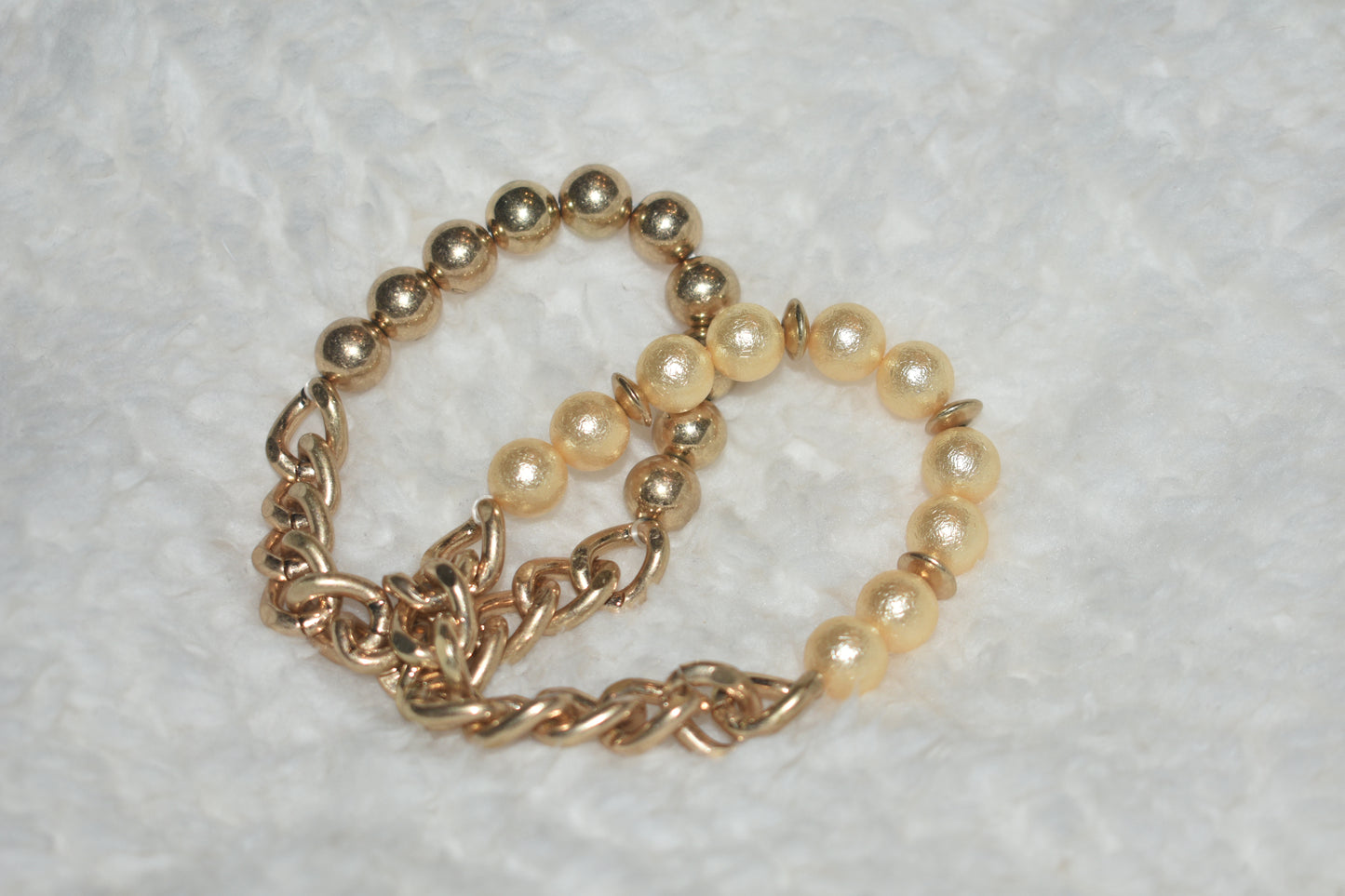 Gold & Champagne Beaded Stretch Stack