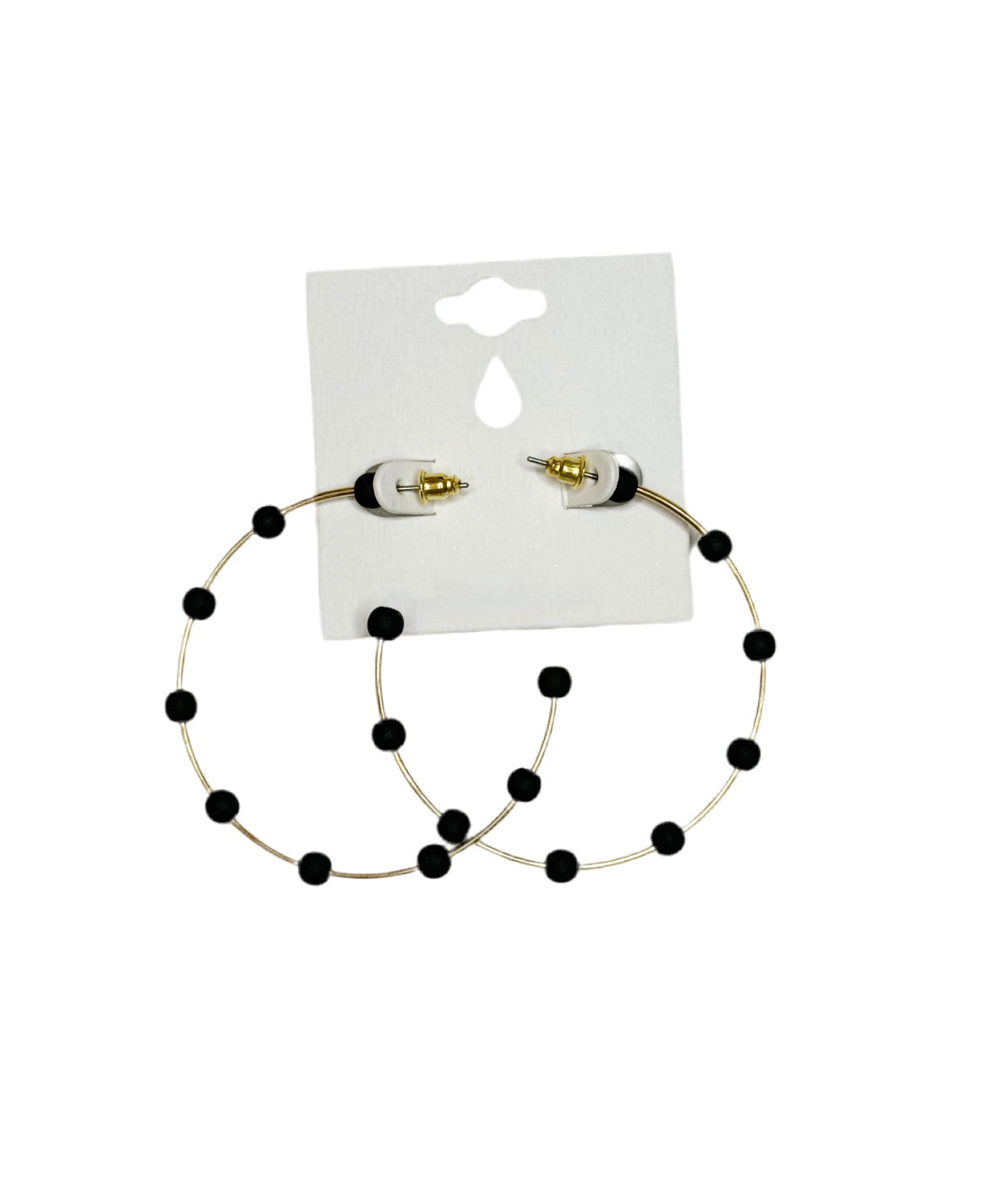 Black and Gold Studded Hoop Earrings