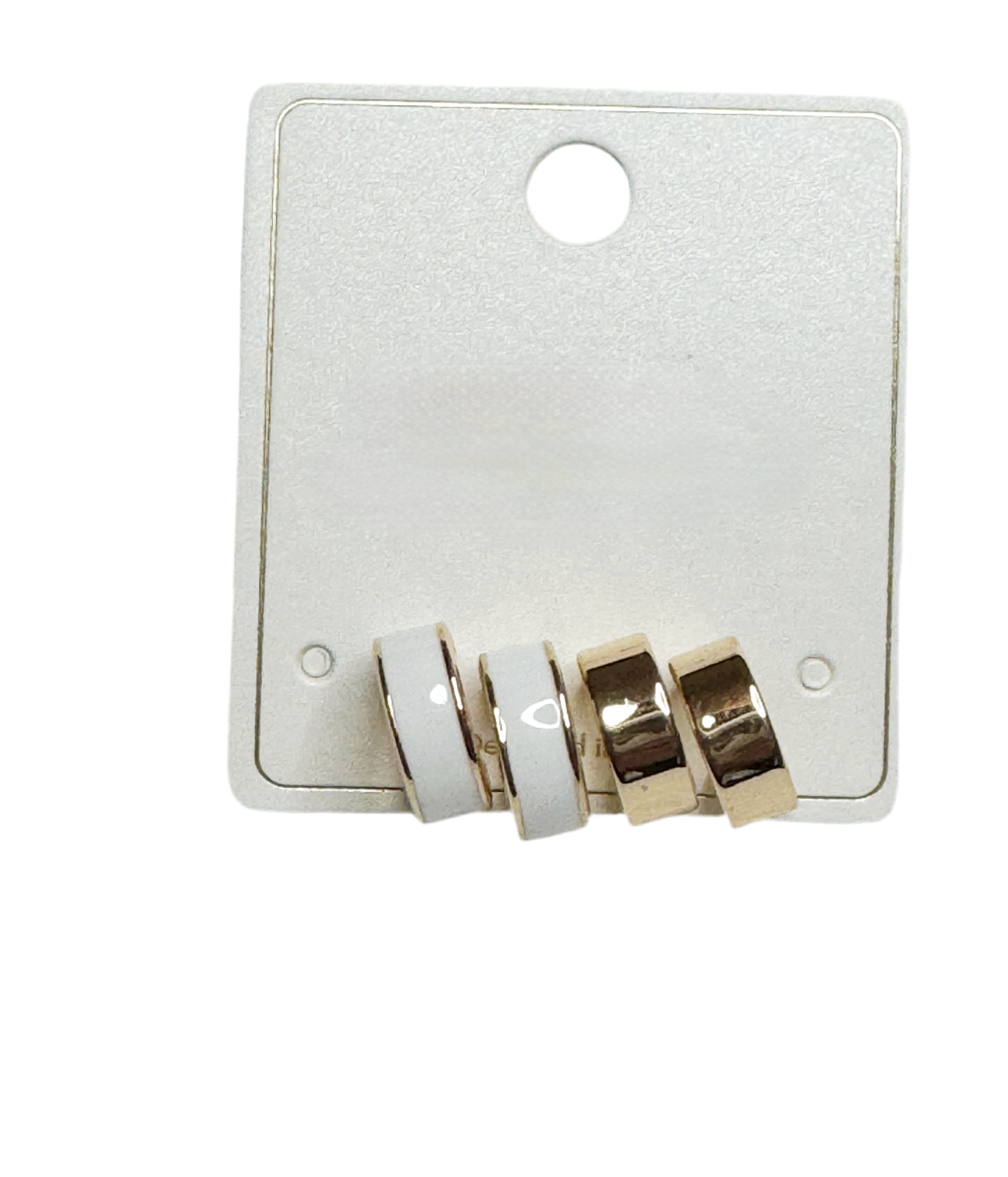 Mini White & Gold Hoop Earrings