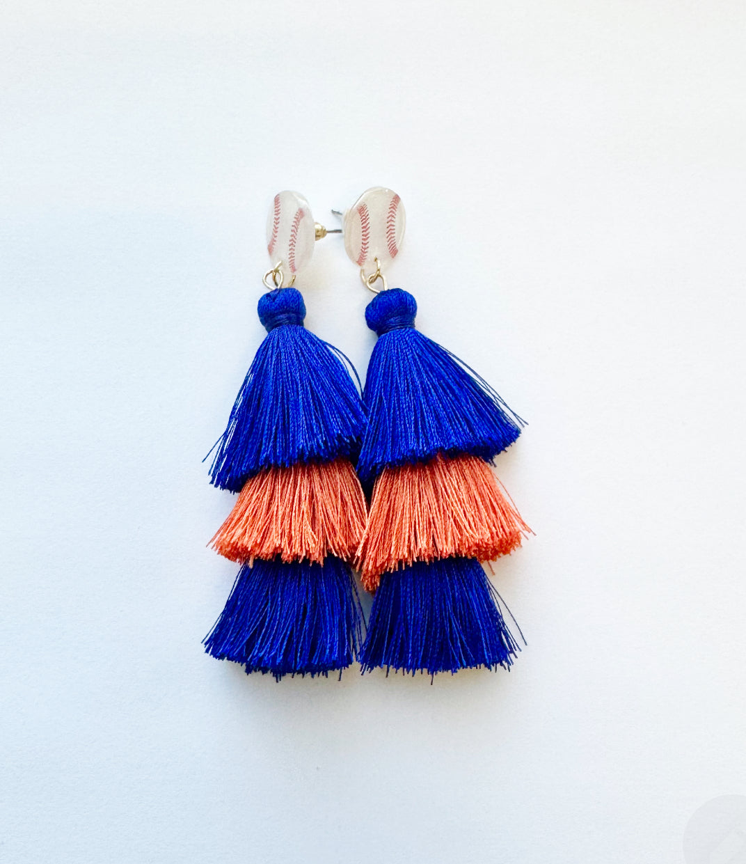 Tiered Baseball Tassle Earrings
