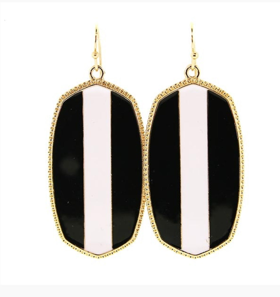 Stripe Black & White Earrings