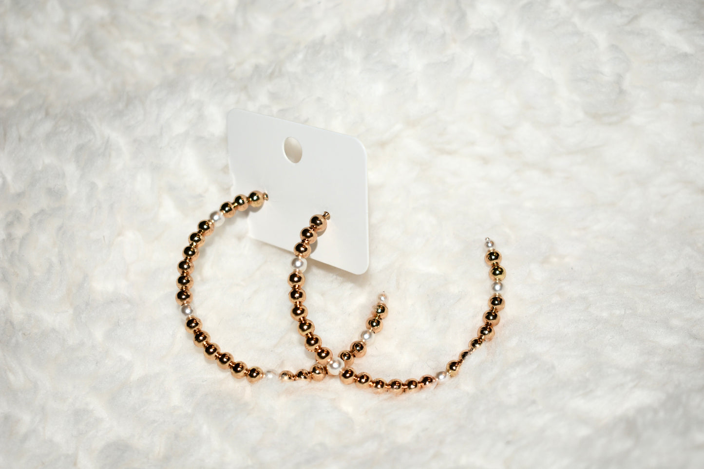 Gold & Pearl Beaded Hoops