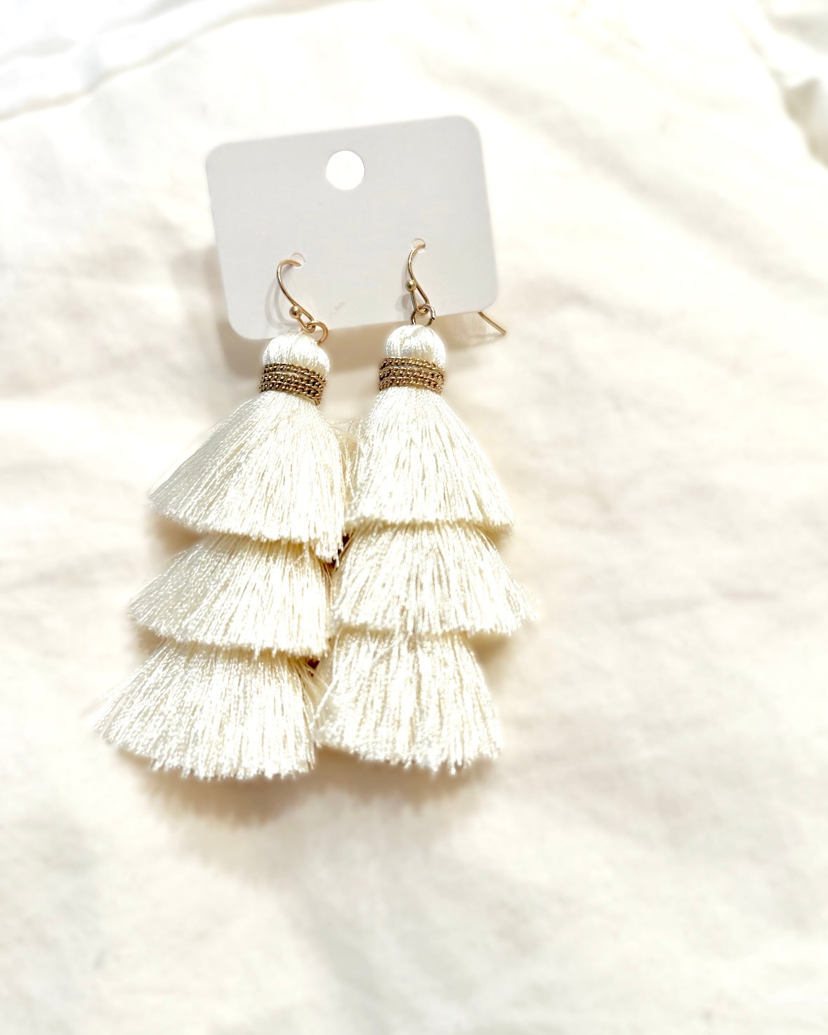 White Tassel Earrings