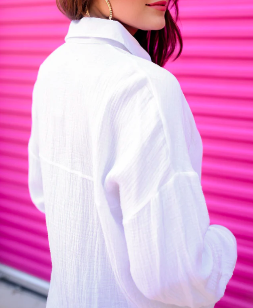 Bay Breeze Button Gauze Top