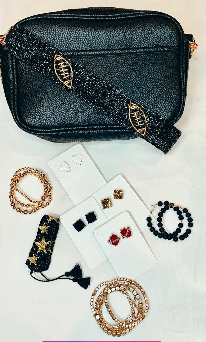 Football Beaded Bag Strap