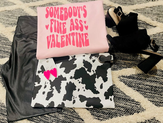 Black & White Cow Print Handbag / Oversized Clutch