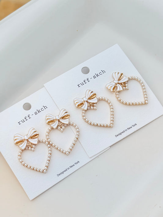 Heart Shaped Pearl Studded Earrings