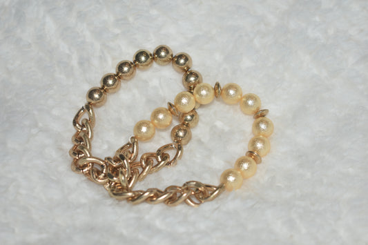 Gold & Champagne Beaded Stretch Stack
