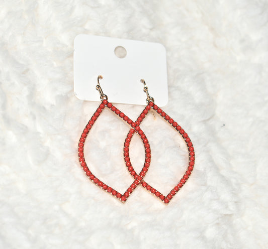 Red & Gold Tear Drop Earrings