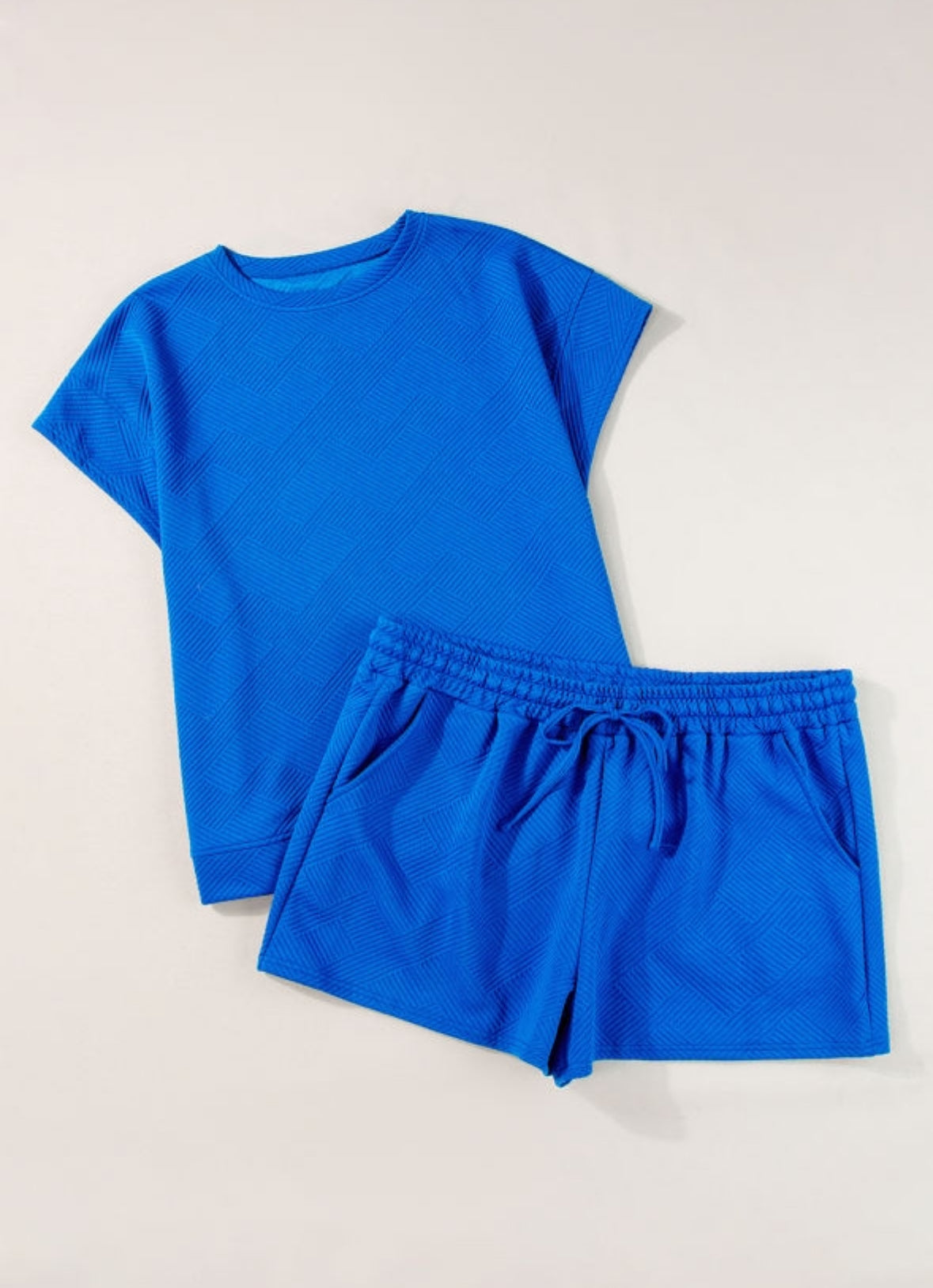 Royal Blue Textured Short Set