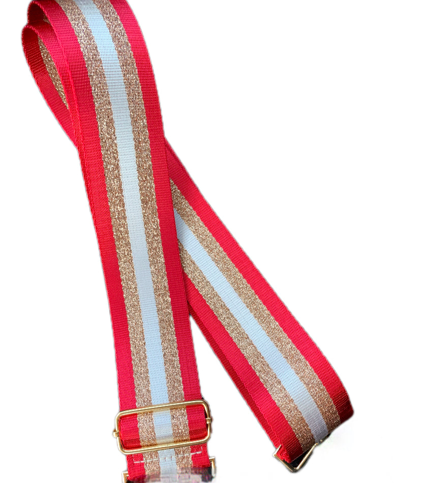 Red White and Gold Bag Strap