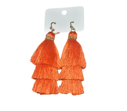 Orange Tassle Earrings