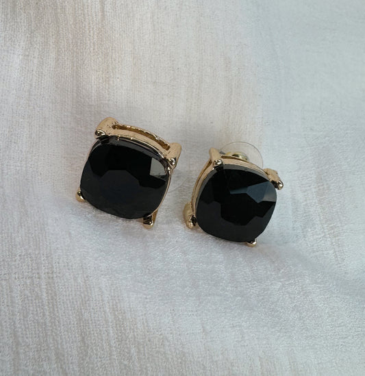 Large Black & Gold Stud Earrings