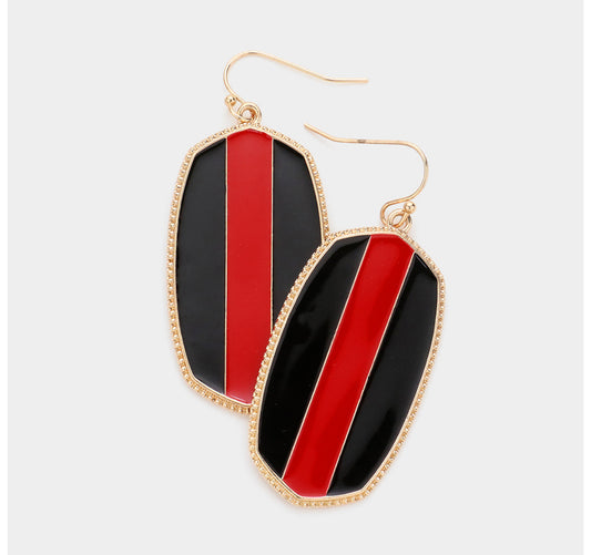 Stripe Black & Red Earrings