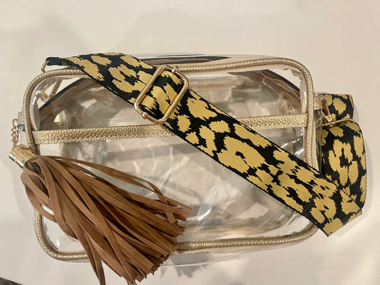 Black and Gold Leopard Bag Strap