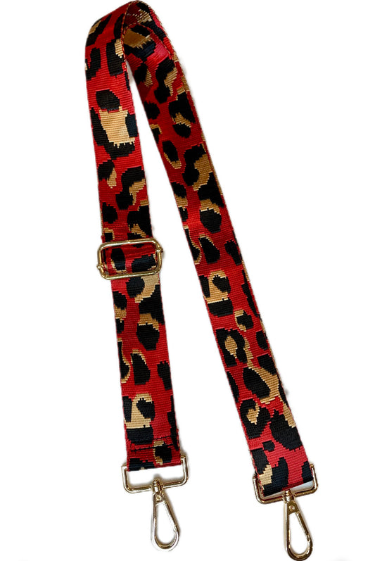 Red Black and Gold Leopard Bag Strap