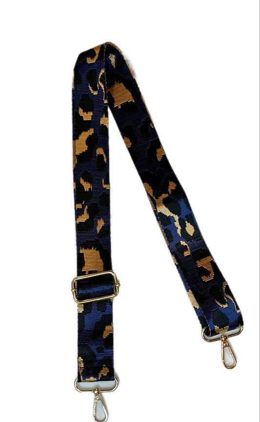 Navy Black and Gold Leopard Bag Strap