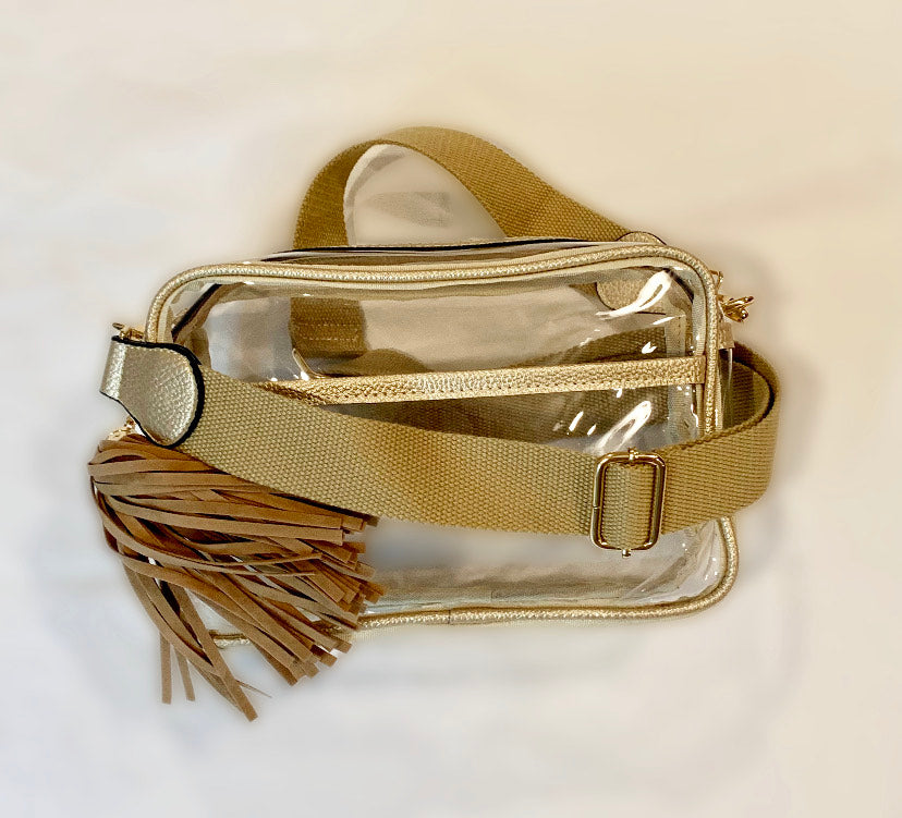The Clear Gold Camera Crossbody Bag