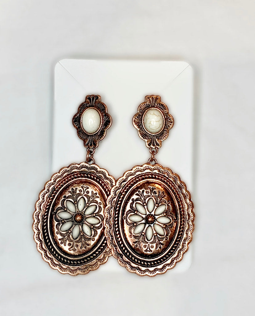 The Bronze Medallions with Ivory Stone Earrings