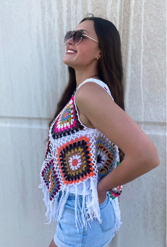 White Gypsy Crochet Top