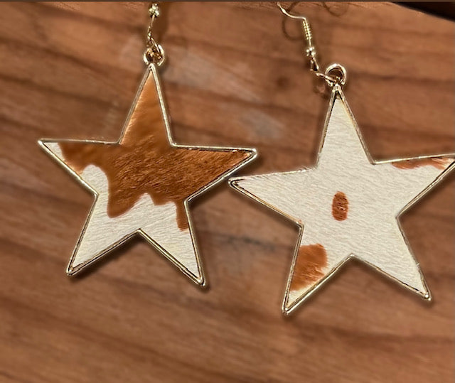 Cowhide Star Earrings